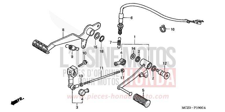 PEDAL for Hornet 900 NOIR (NH1) from 2003